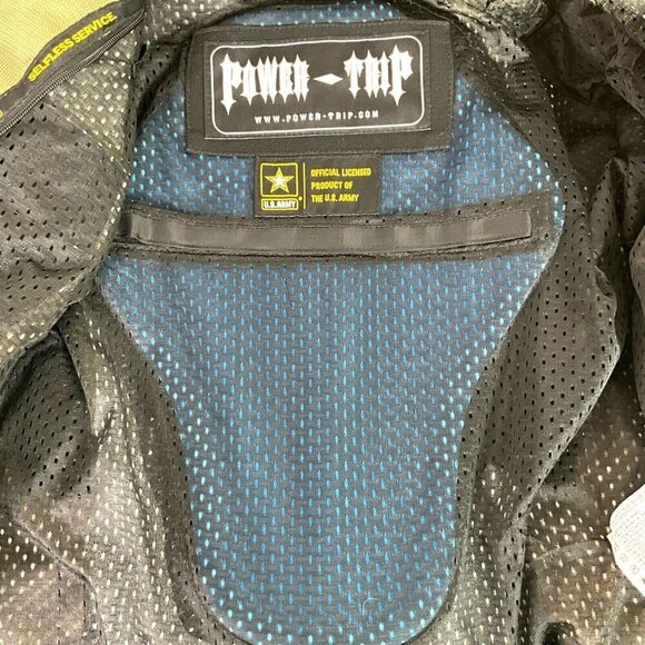 Power Trip Size L Tank Girl Motorcycle Jacket Tactical US Army Green Camo Womens - Picture 14 of 16